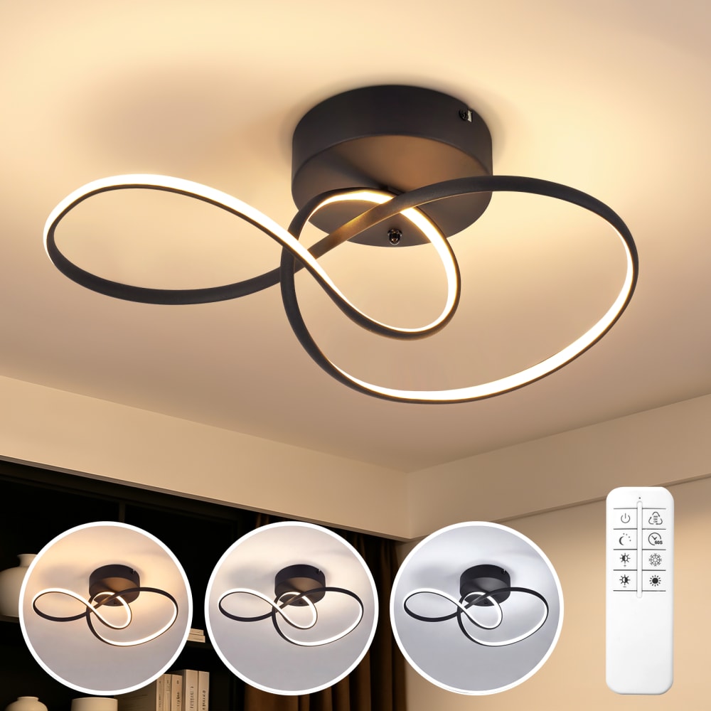 Plafonnier en fer aluminium noir 41x19.5x16.5cm led 24w — vue 3