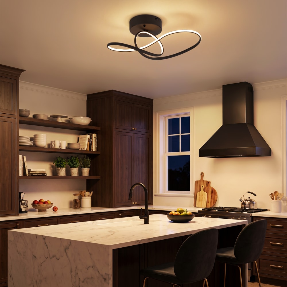 Plafonnier en fer aluminium noir 41x19.5x16.5cm led 24w — vue 4