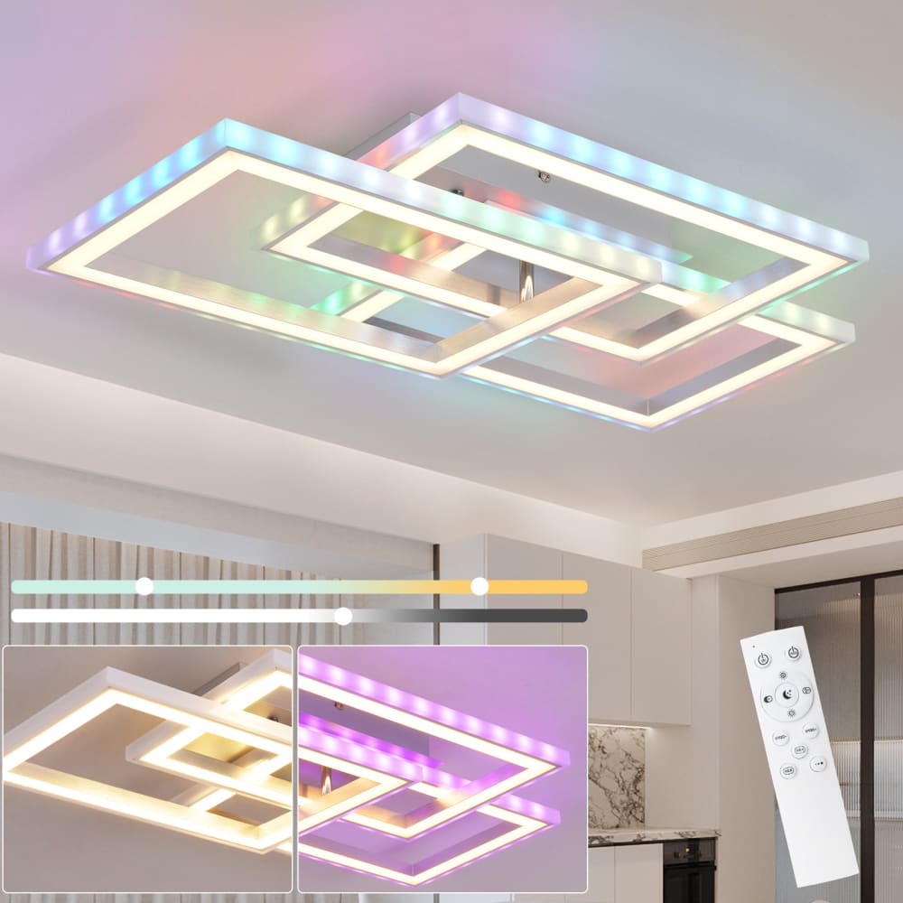 Plafonnier en fer aluminium argenté 54x33.5x9cm led 40w — vue 3