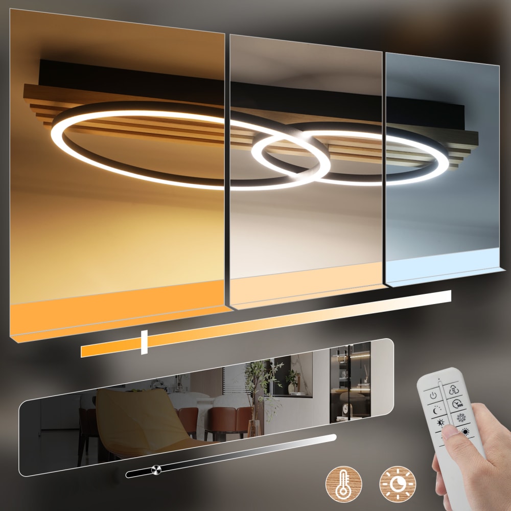 Plafonnier en fer aluminium noir 55x35x8.8cm led 36w — vue 4