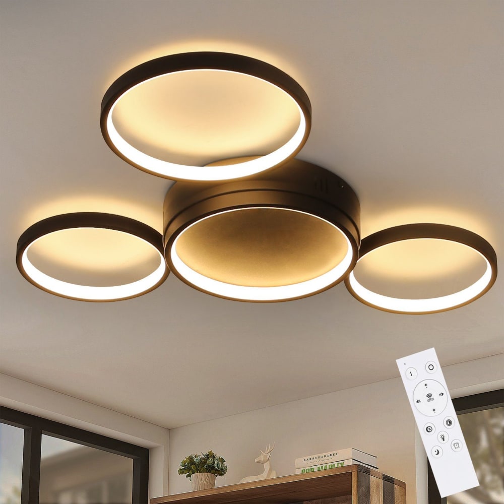 Plafonnier en aluminium noir 61.5x46.5x6.3cm led 52w — vue 3