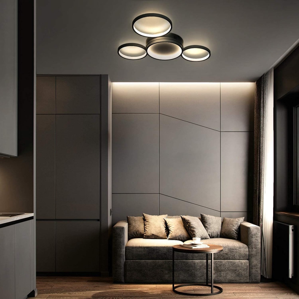 Plafonnier en aluminium noir 61.5x46.5x6.3cm led 52w — vue 4