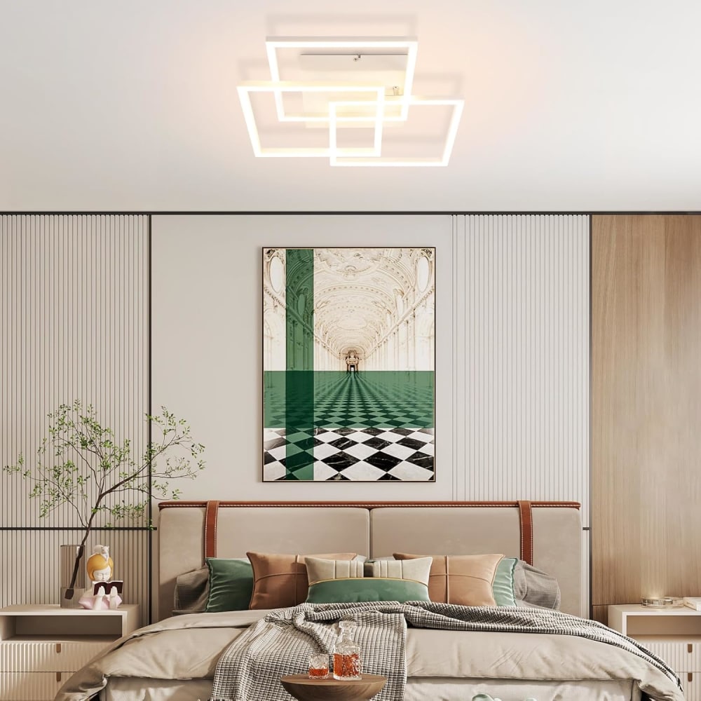 Plafonnier en fer aluminium blanc 40x40x9cm led 36w — vue 4