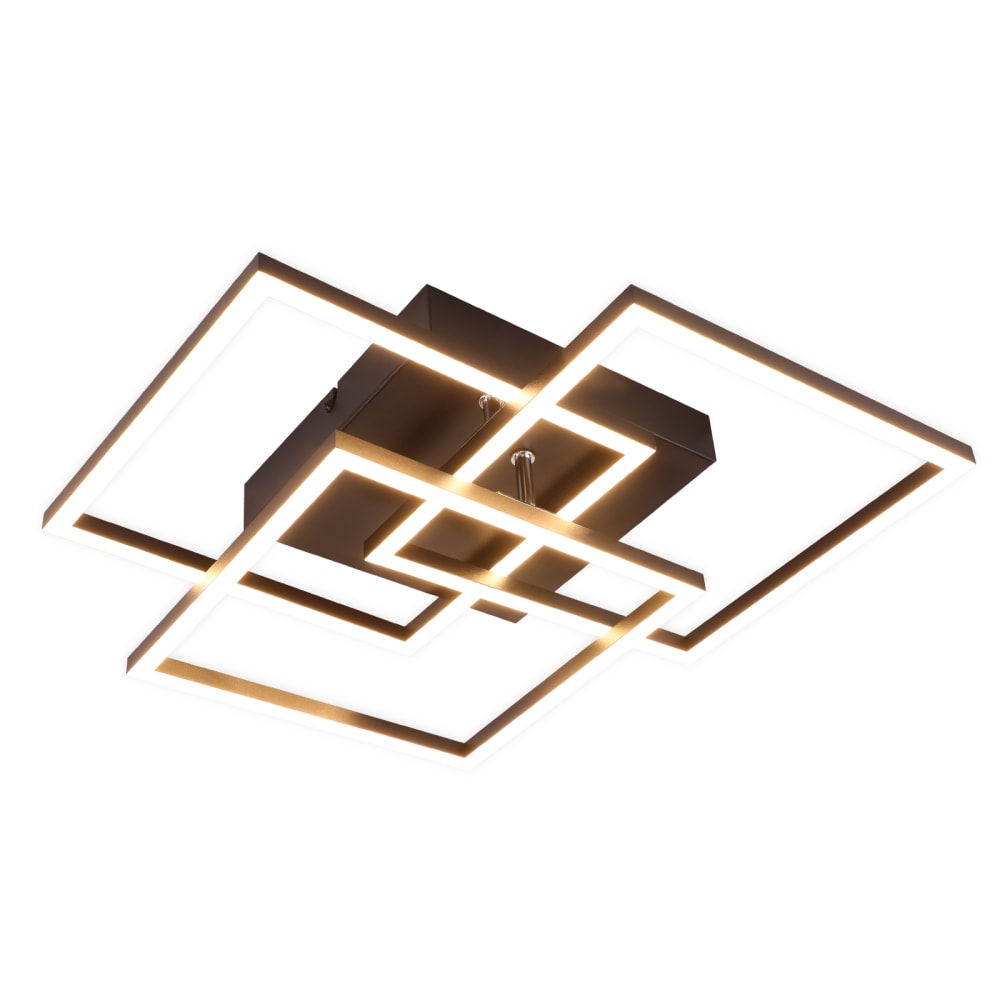 Plafonnier en fer aluminium noir 40x40x9cm led intensité variable 36w