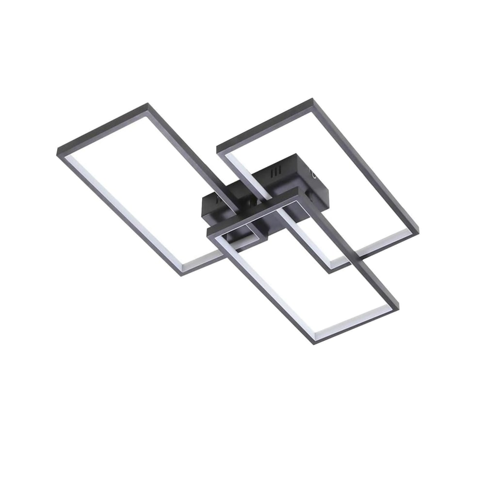 Plafonnier en fer aluminium noir 60x40x8.5cm led 63w