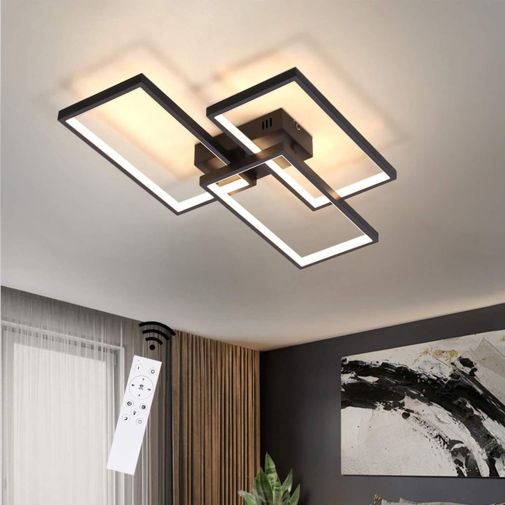 Plafonnier en fer aluminium noir 60x40x8.5cm led 63w — vue 3