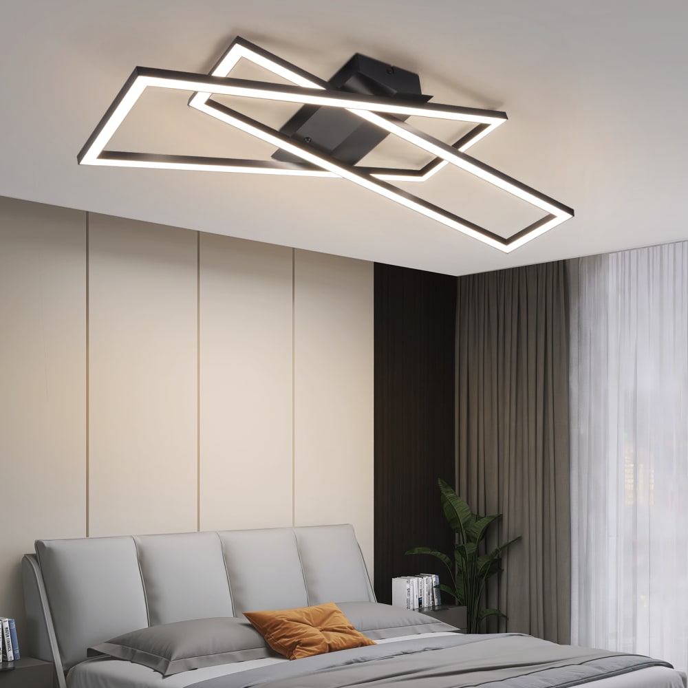 Plafonnier en fer aluminium noir 67x22x13.5cm led 36w — vue 4