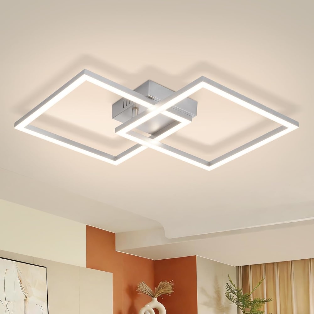 Plafonnier en plastique argenté 39.5x39.5x6.7cm led 4000k 24w — vue 3