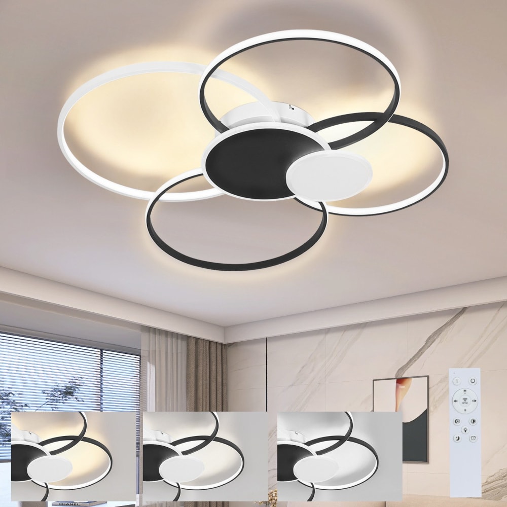 Plafonnier en fer aluminium noir 91x94x8.5cm led 72w — vue 3