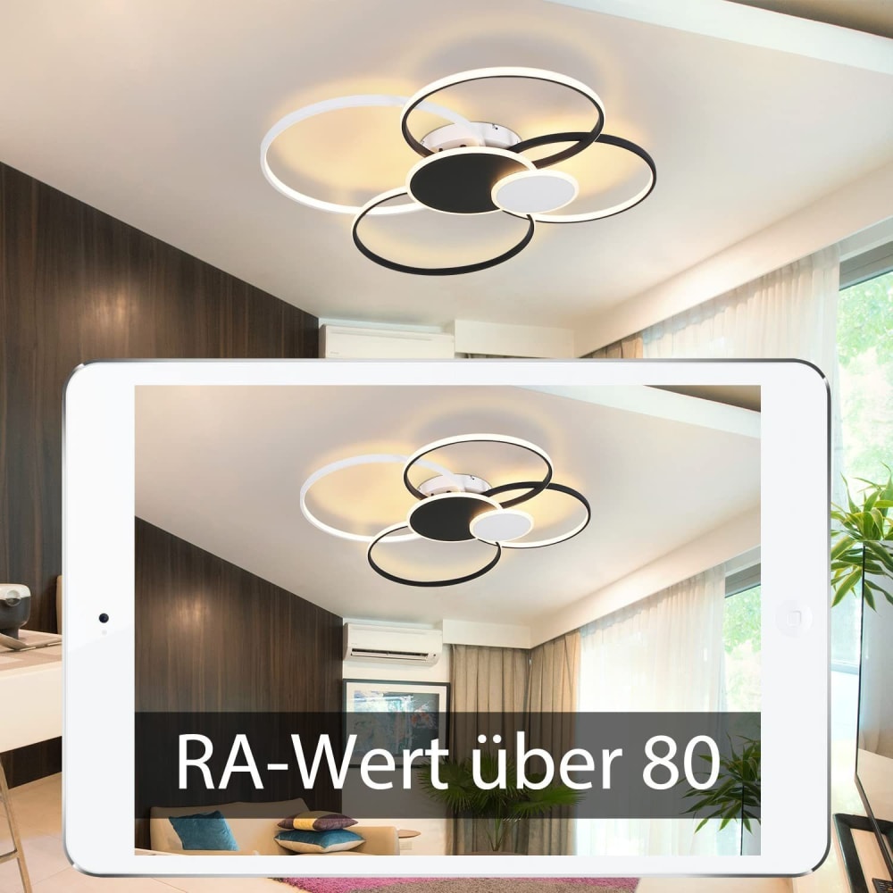 Plafonnier en fer aluminium noir 91x94x8.5cm led 72w — vue 4