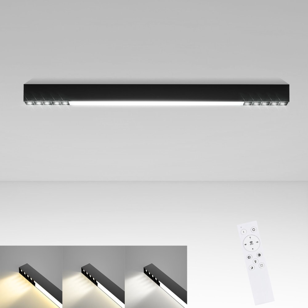 Plafonnier en aluminium noir 80x5.2x3.3cm led intensité variable 25w — vue 3