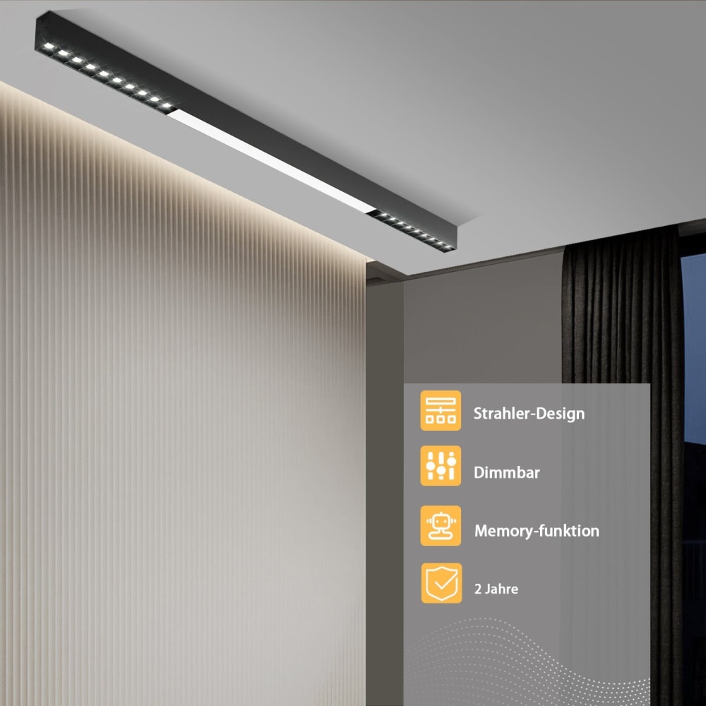 Plafonnier en aluminium noir 80x5.2x3.3cm led intensité variable 25w — vue 4
