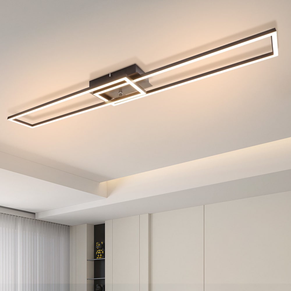 Plafonnier en fer aluminium noir 102.5x18.5x7.3cm led 3000k 32w — vue 3