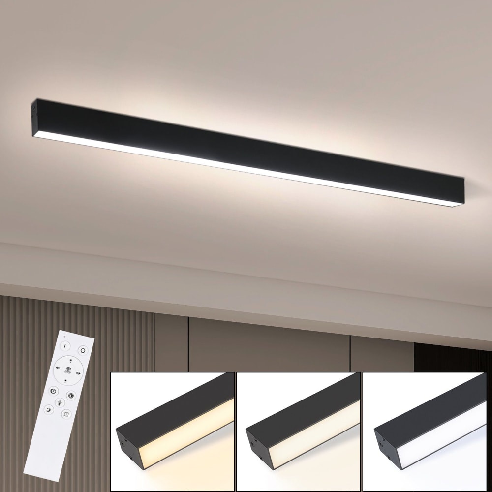 Plafonnier en aluminium noir 106.5x5.2x3.3cm led 32w — vue 3