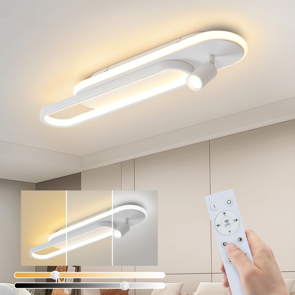 Plafonnier en fer aluminium blanc 60x13x15.5cm led 46w — vue 3