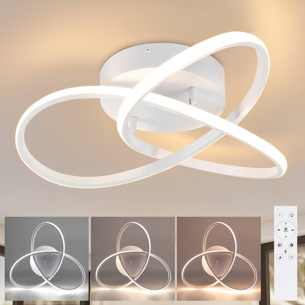 Plafonnier en fer aluminium blanc 40x40x14cm led 33w — vue 3