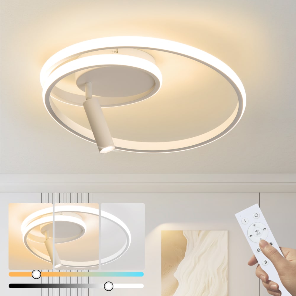 Plafonnier en fer aluminium blanc 40x40x12.5cm led 37w — vue 3