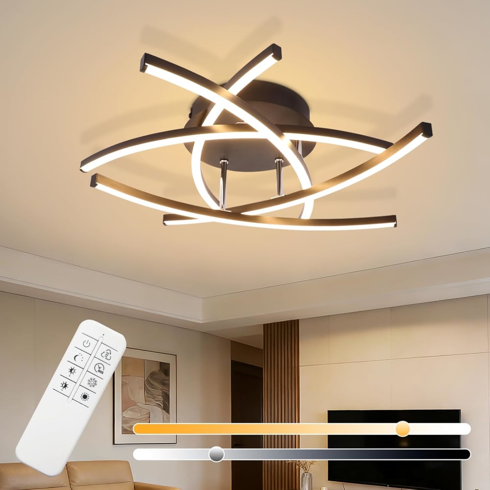 Plafonnier en fer aluminium noir 52x52x13cm led 32w — vue 3