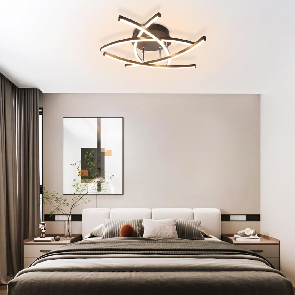 Plafonnier en fer aluminium noir 52x52x13cm led 32w — vue 4
