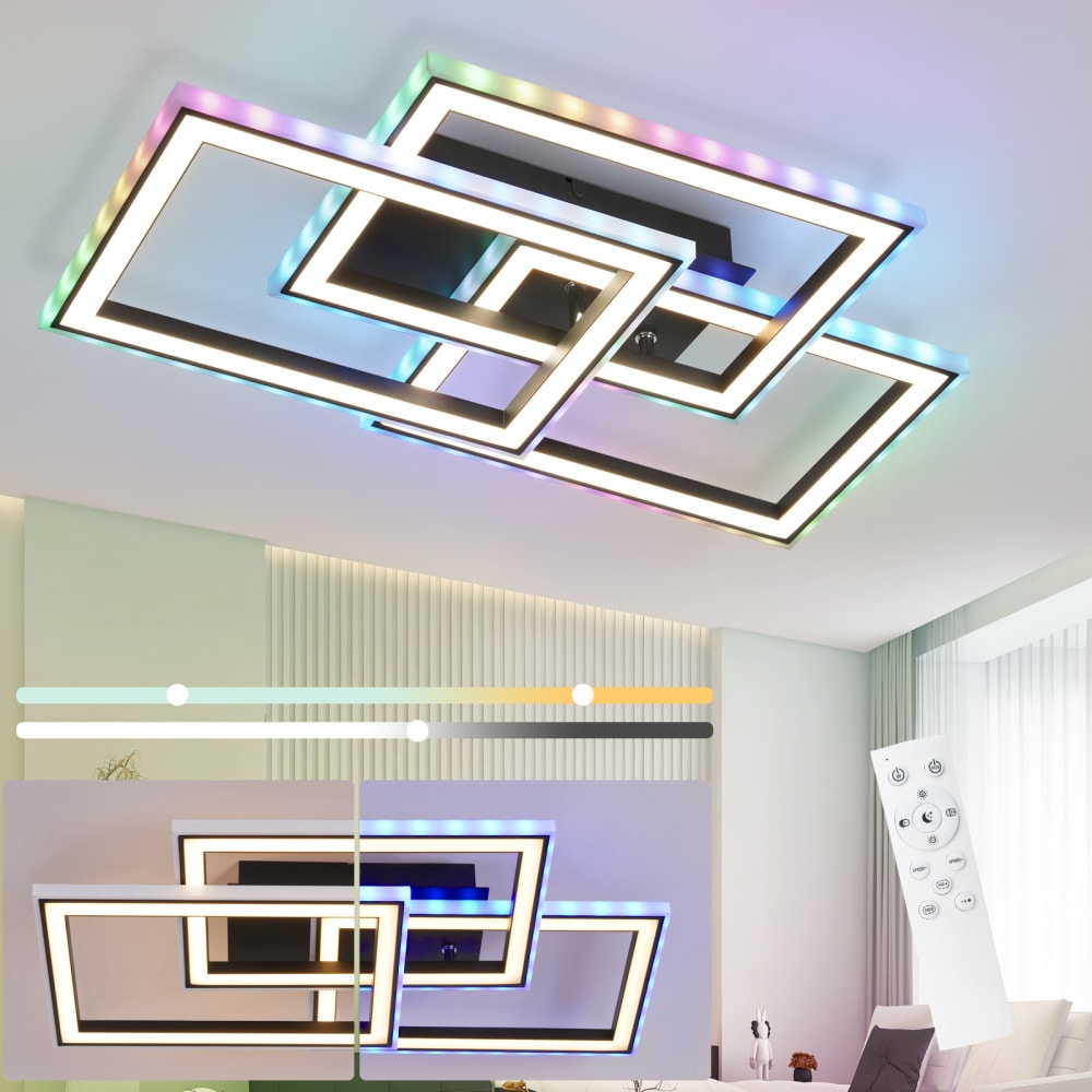 Plafonnier en fer aluminium noir 54x33.5x9cm led 40w — vue 3