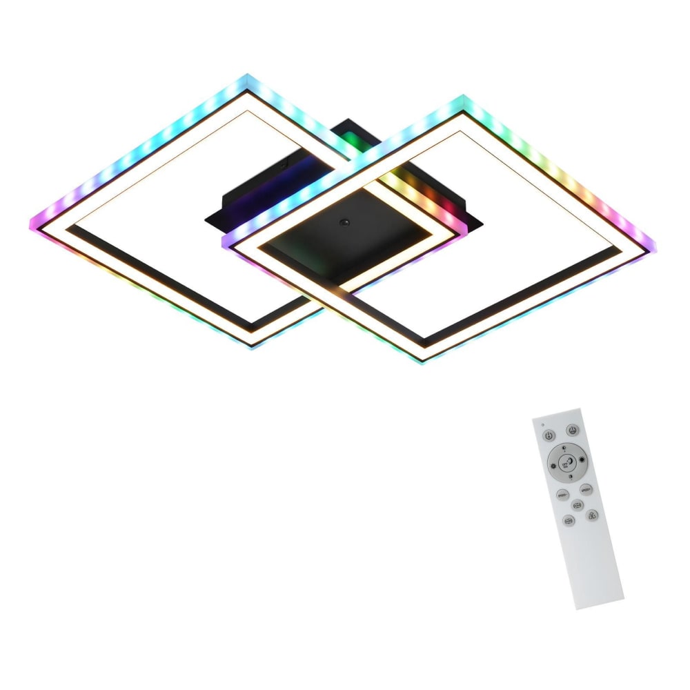 Plafonnier en fer aluminium noir 44.5x44.5x7cm led 35w