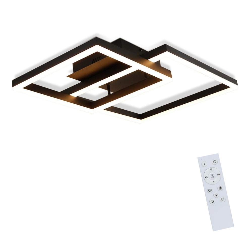 Plafonnier en fer aluminium noir 61x40x12cm led 50w