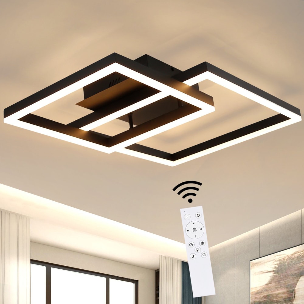 Plafonnier en fer aluminium noir 61x40x12cm led 50w — vue 3