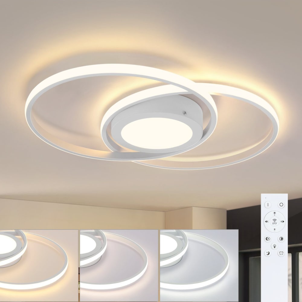 Plafonnier en aluminium blanc 47.4x33.2x4cm led 48w — vue 3