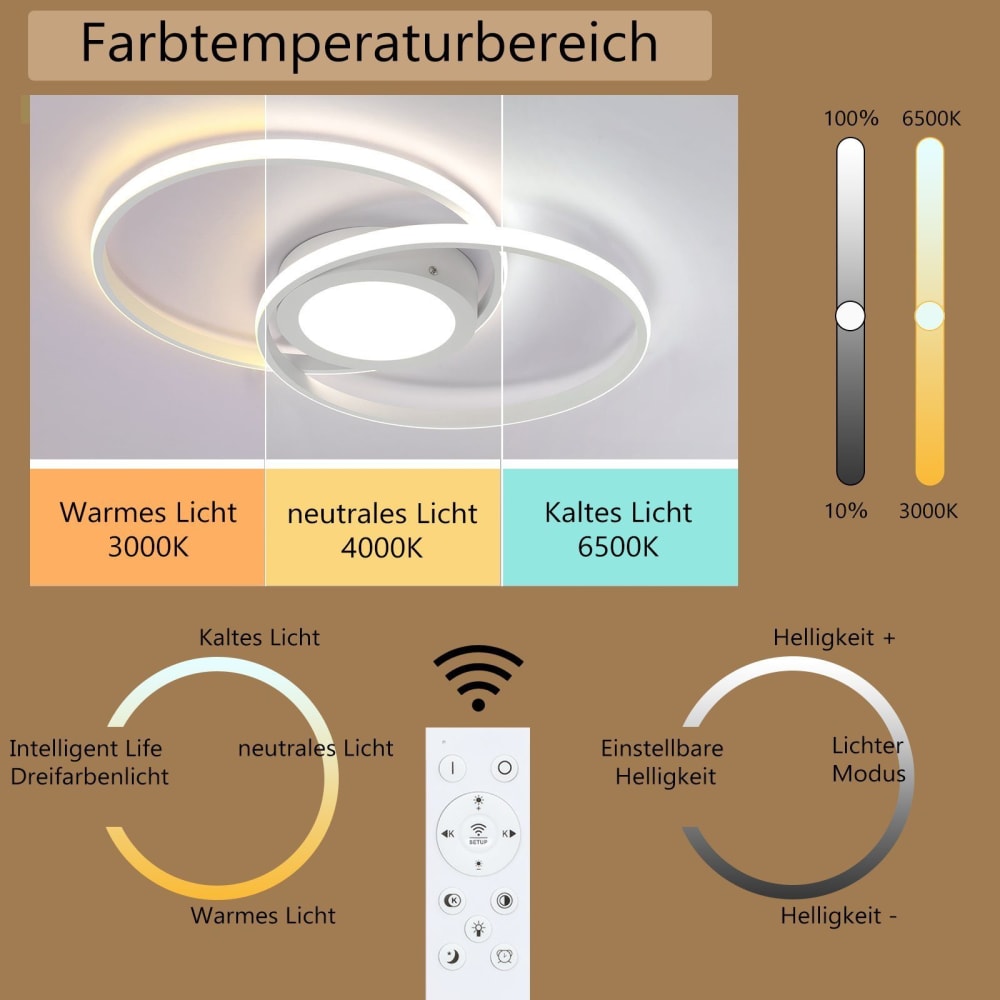 Plafonnier en aluminium blanc 47.4x33.2x4cm led 48w — vue 4