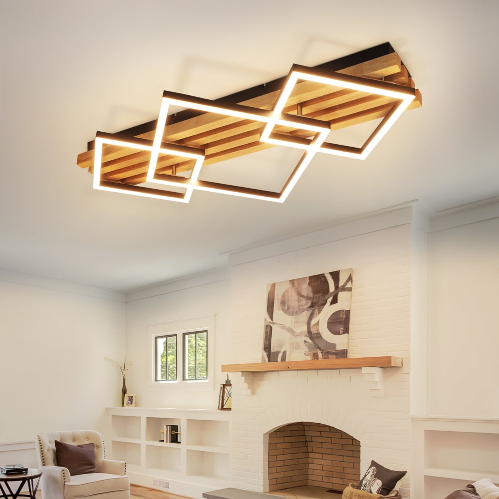 Plafonnier en fer aluminium noir 71.6x41.6x8.8cm led 46w — vue 3