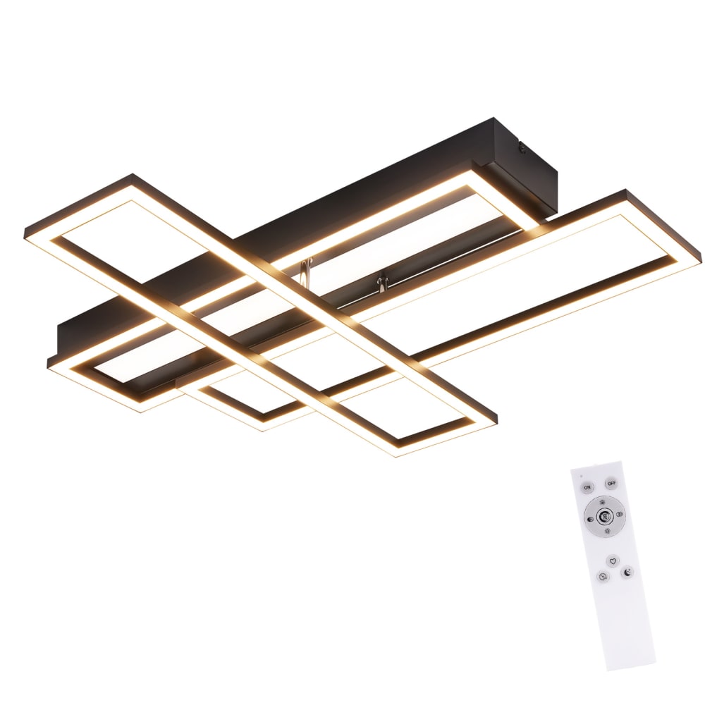 Plafonnier en fer aluminium noir 66.5x55.5x9.7cm led 54w