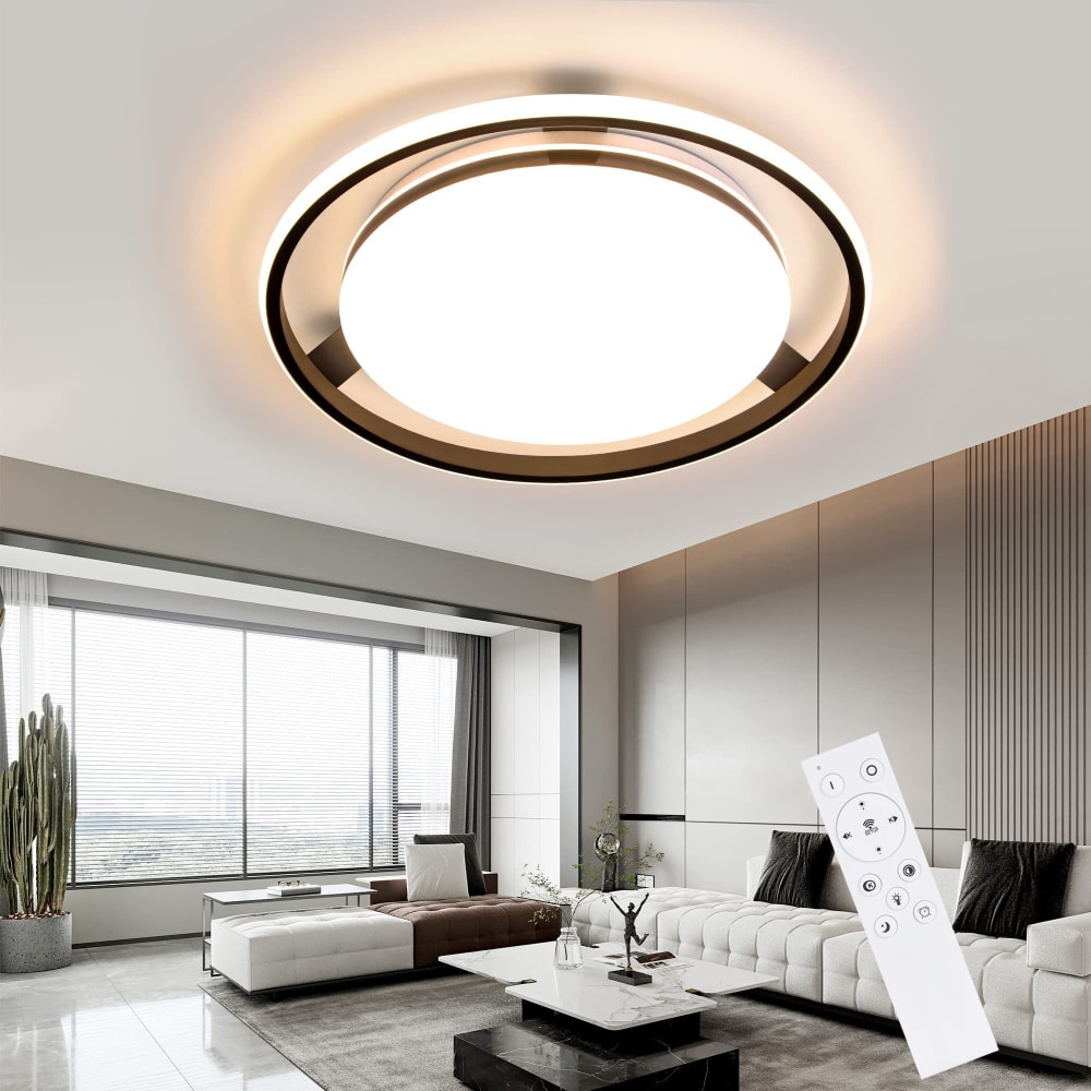 Plafonnier en fer aluminium noir 44.5x44.5x5.5cm led 42w — vue 3