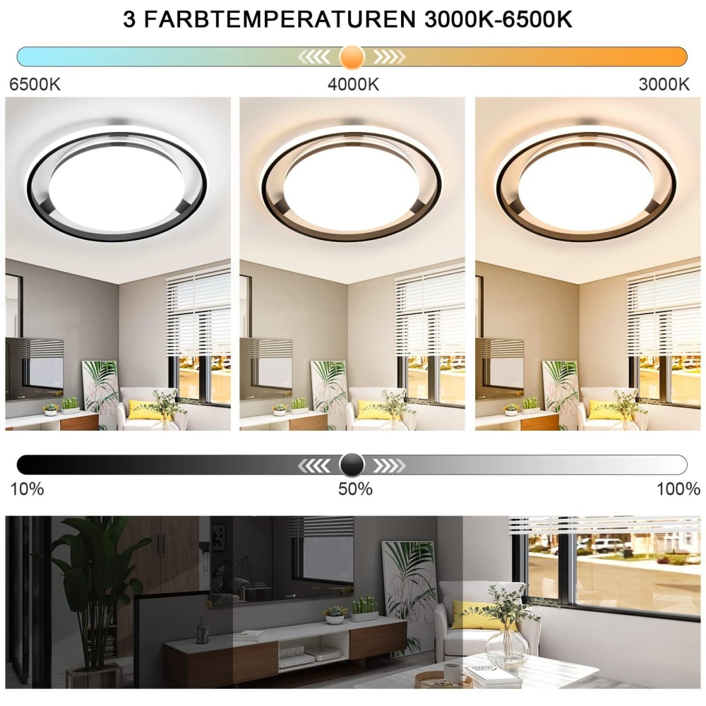 Plafonnier en fer aluminium noir 44.5x44.5x5.5cm led 42w — vue 4