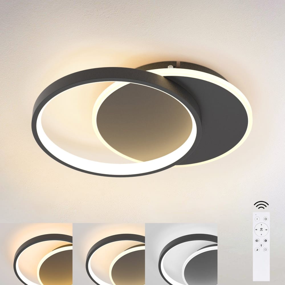Plafonnier en fer aluminium noir 40x30x6cm led intensité variable 35w — vue 4