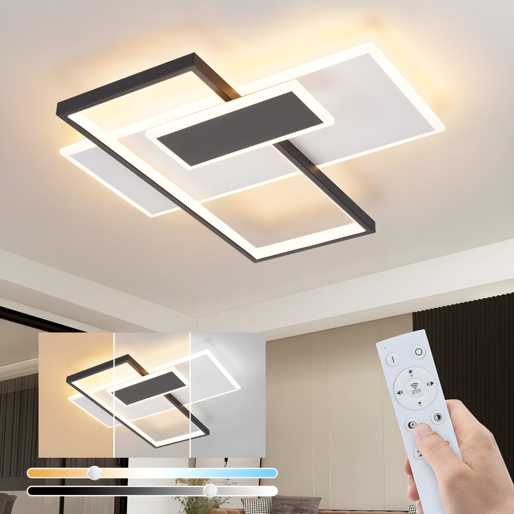 Plafonnier en fer aluminium blanc 50x50x7cm led 58w — vue 3