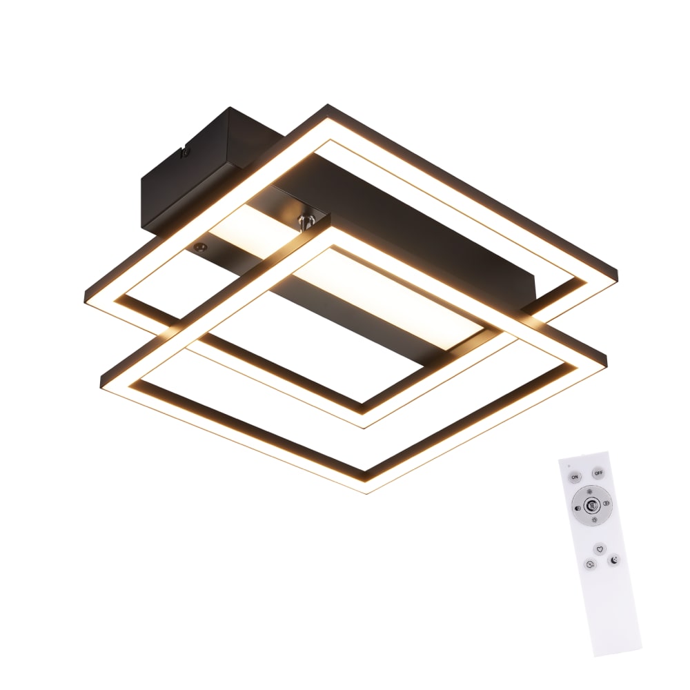 Plafonnier en fer aluminium noir 36x37x7.5cm led 42w