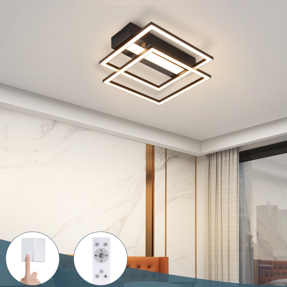 Plafonnier en fer aluminium noir 36x37x7.5cm led 42w — vue 4