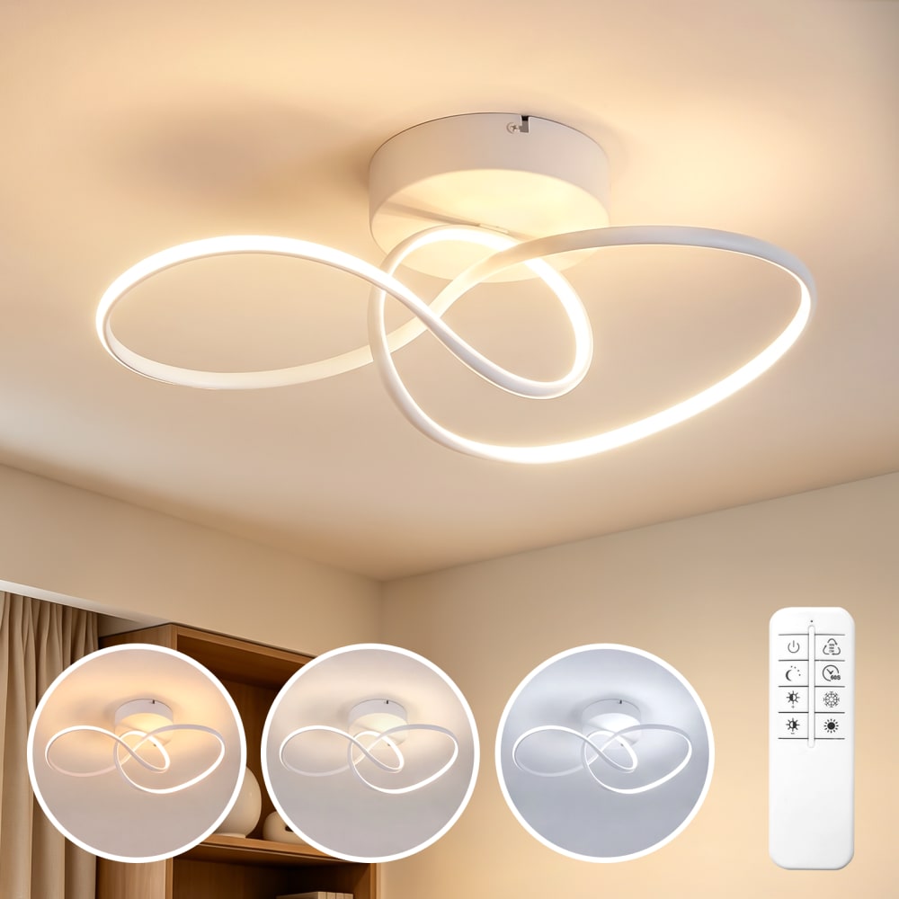 Plafonnier en fer aluminium blanc 41x19.5x16.5cm led 24w — vue 3