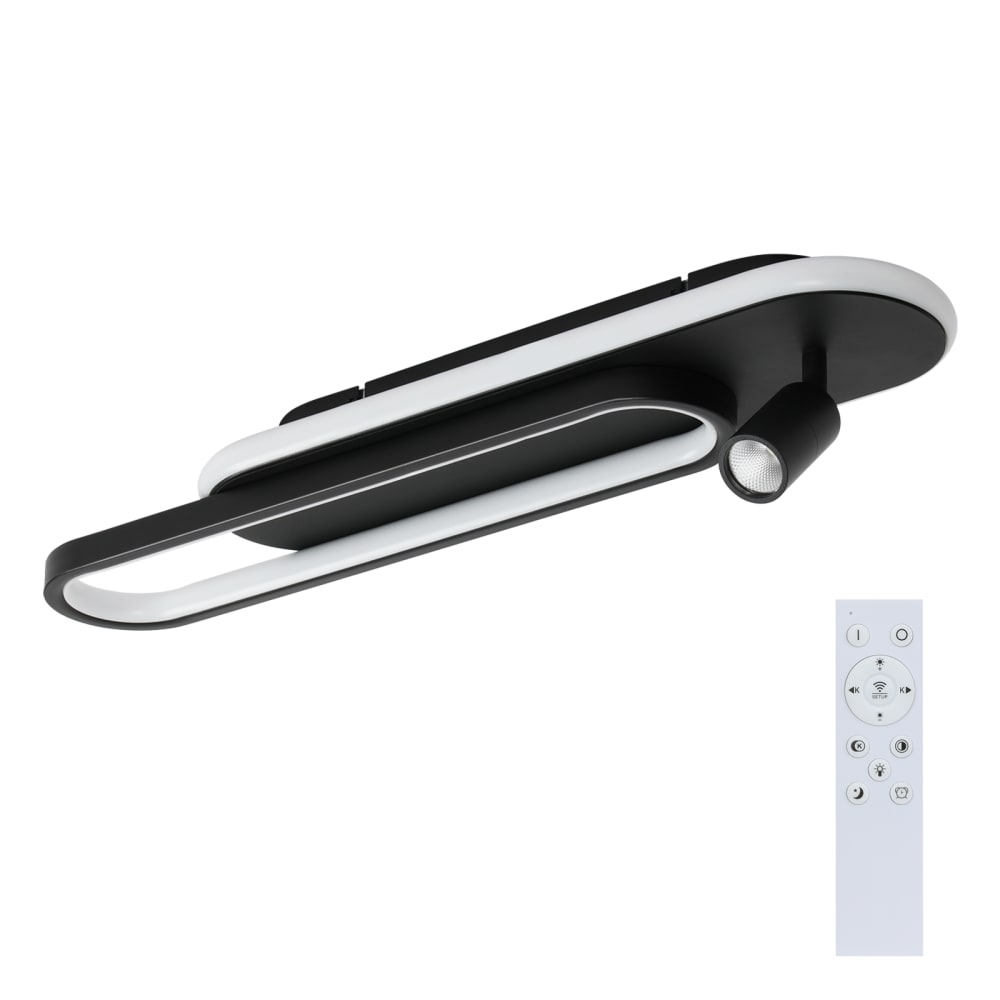 Plafonnier en fer aluminium noir 60x13x15.5cm led 46w