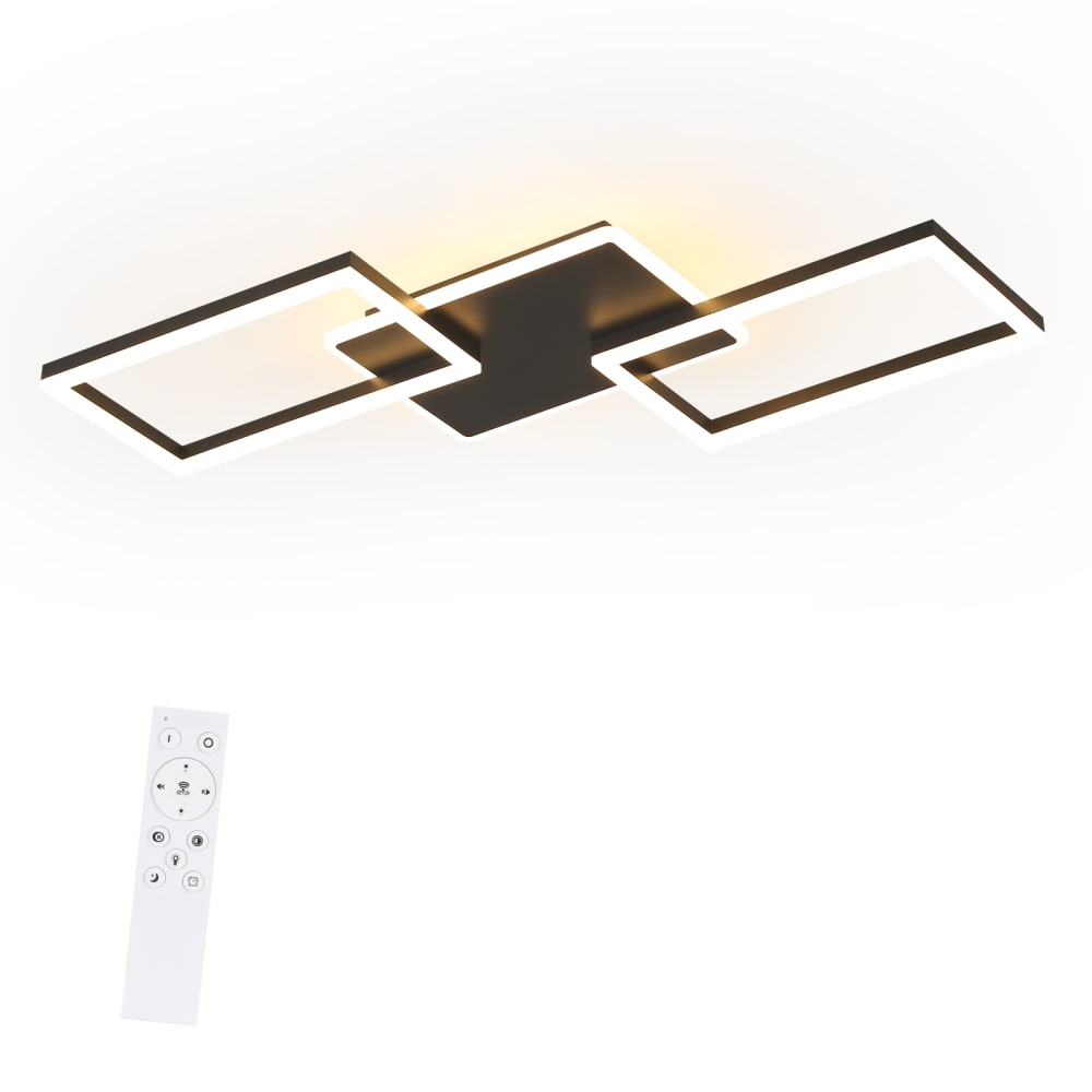 Plafonnier en fer aluminium noir 80x45x7cm led intensité variable 63w