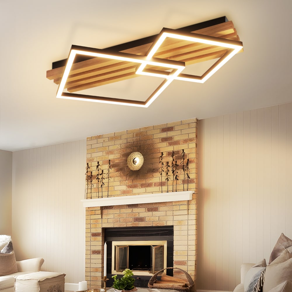 Plafonnier en fer aluminium noir 56.6x41.6x8.8cm led 36w — vue 3