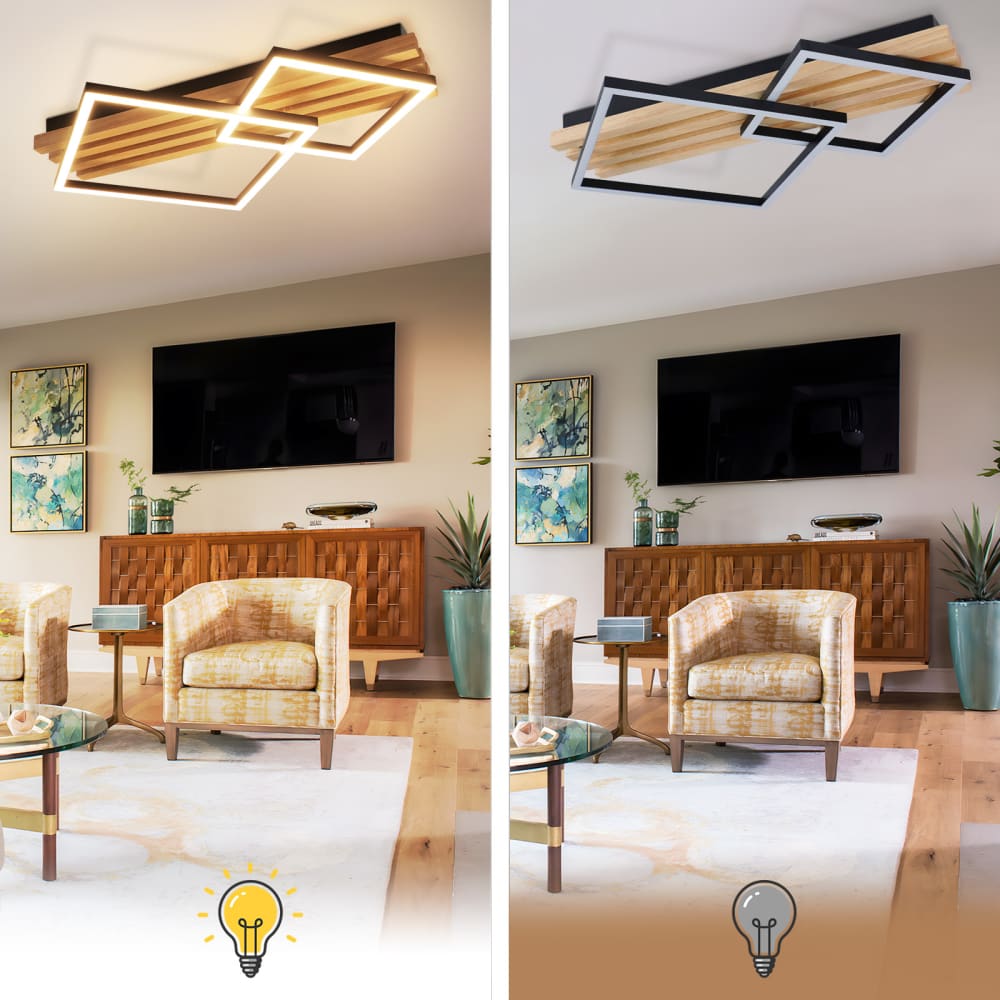 Plafonnier en fer aluminium noir 56.6x41.6x8.8cm led 36w — vue 4