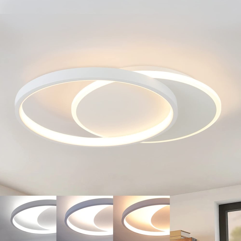 Plafonnier en fer aluminium blanc 40x30x6cm led 35w — vue 3