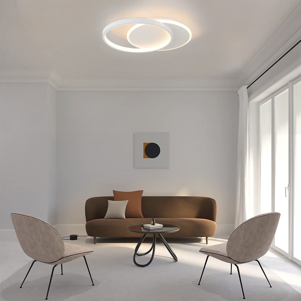 Plafonnier en fer aluminium blanc 40x30x6cm led 35w — vue 4