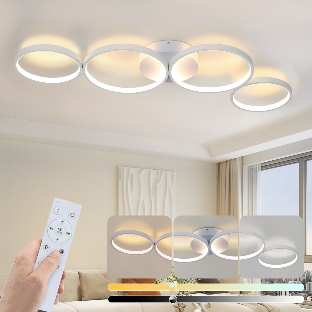 Plafonnier en fer aluminium blanc 100x35.5x5.8cm led 56w — vue 3