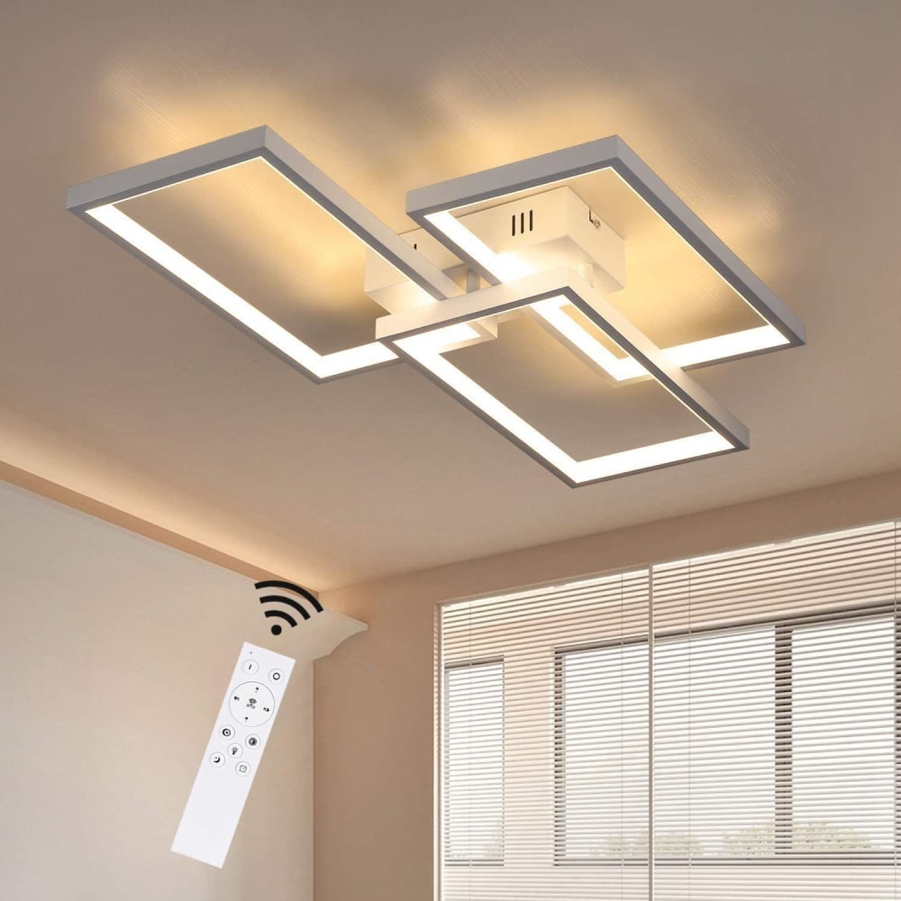 Plafonnier en fer aluminium blanc 60x40x8.5cm led 63w — vue 3