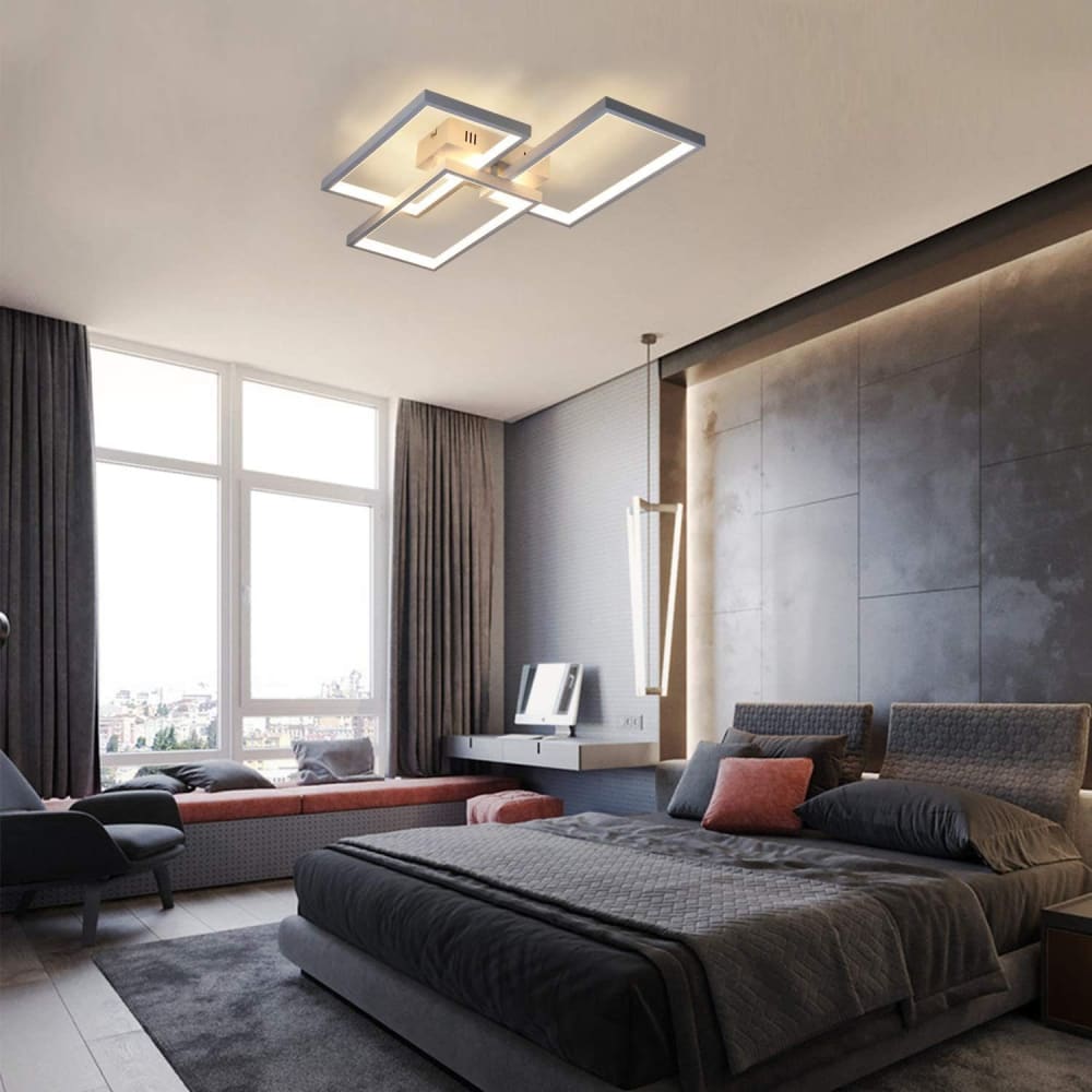 Plafonnier en fer aluminium blanc 60x40x8.5cm led 63w — vue 4