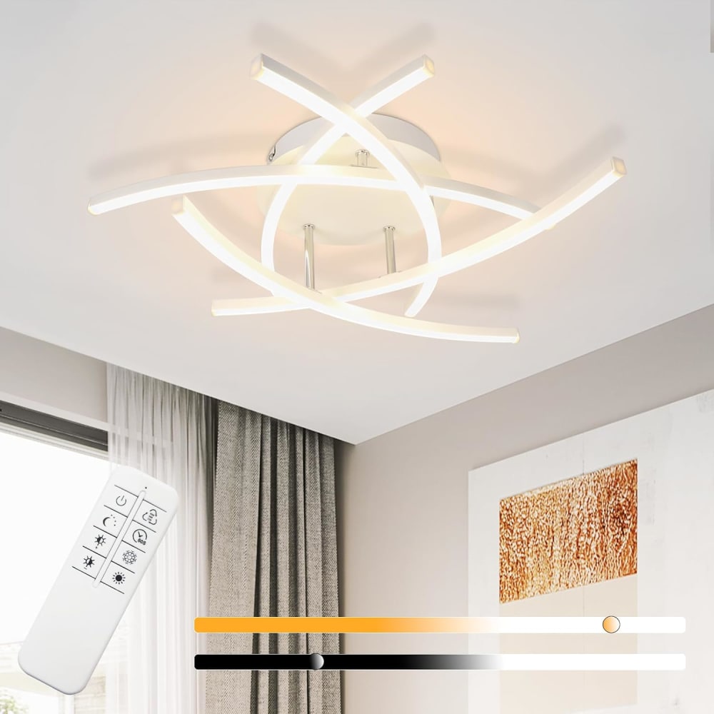 Plafonnier en fer aluminium blanc 52x52x13cm led 32w — vue 3