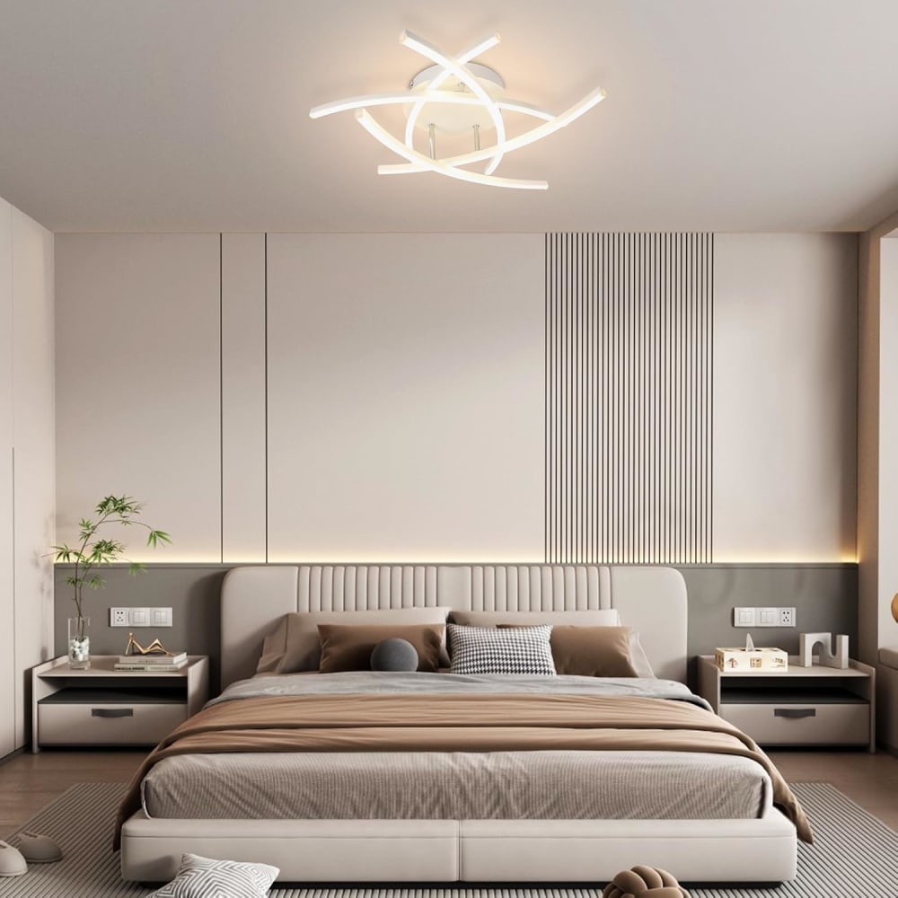 Plafonnier en fer aluminium blanc 52x52x13cm led 32w — vue 4