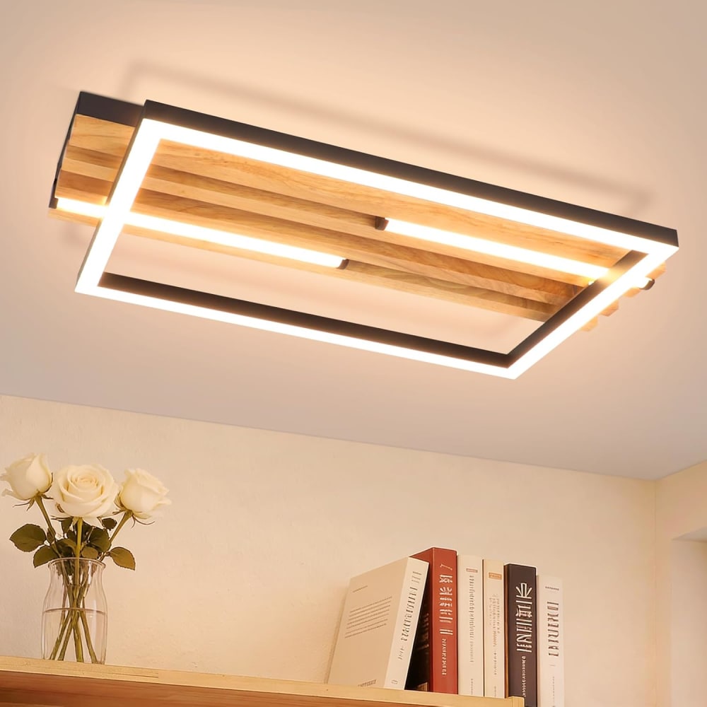 Plafonnier en fer aluminium noir 38x20.9x6.8cm led 3000k 24w — vue 3